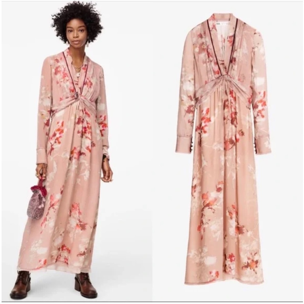 Zara NWT limited edition floral printed maxi dress size XS